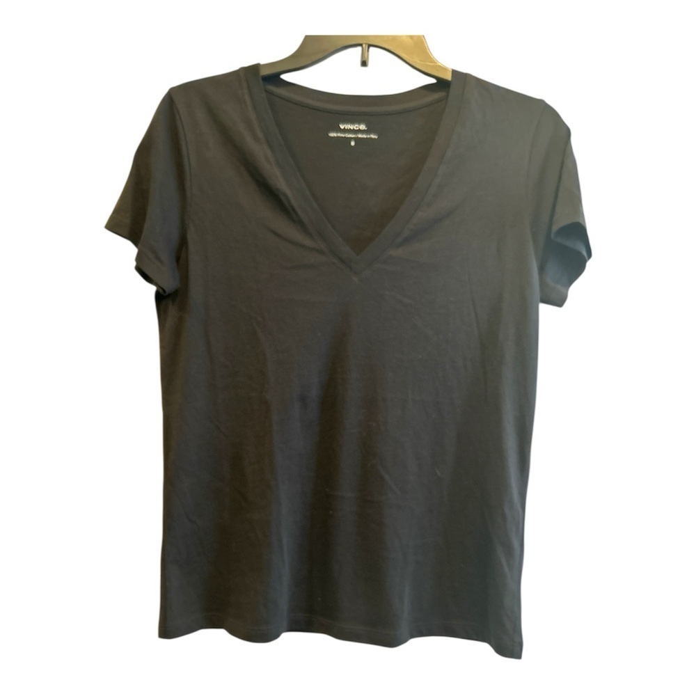 Vince Essential Pima Cotton V-Neck T-Shirt Black Size S #00337